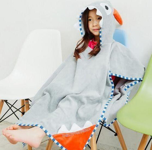 Beach Hooded Towel - Hooded Poncho - Gray Bull Ox Horns - Just Kidding