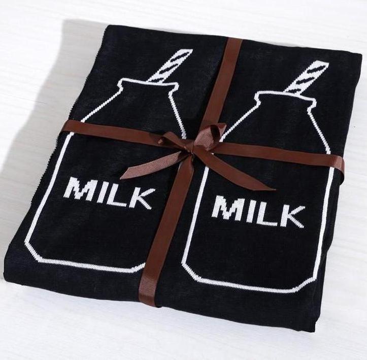Black Milk Cotton Knitted Kids Blanket Milk Bottle Just Kidding Store