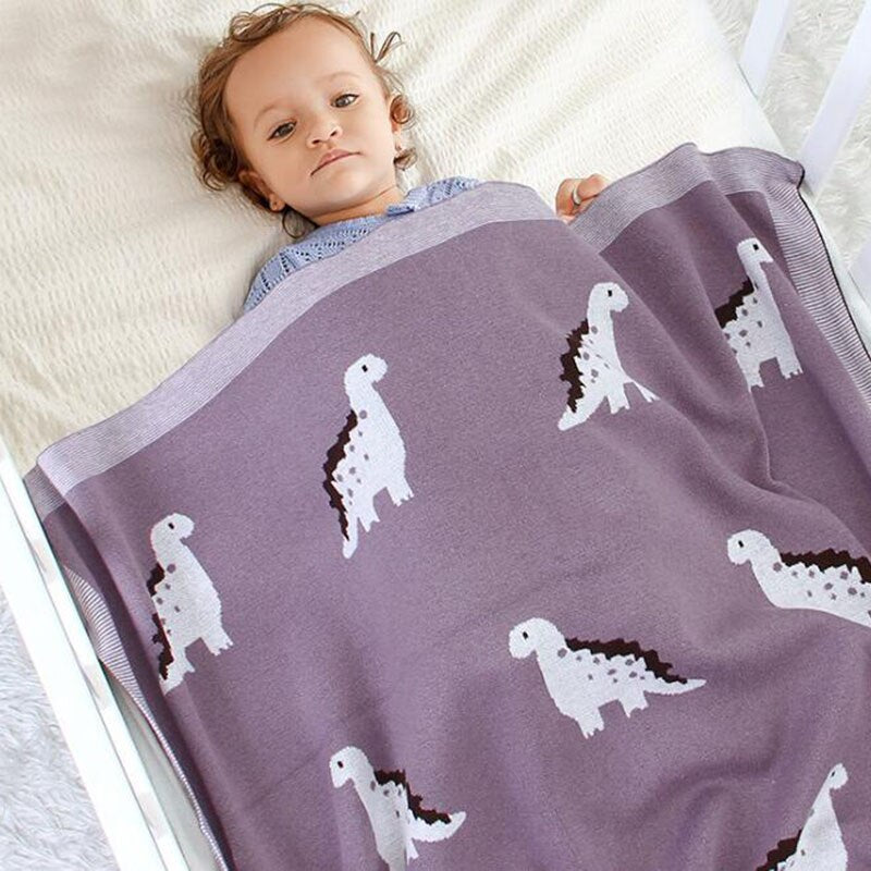 Little Dinosaur Baby Kids Cotton Knitted Blanket - Just Kidding Store