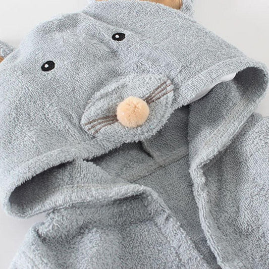 Baby Hooded Bathrobe - Blue Gray Mouse - Just Kidding Store