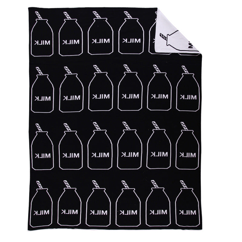 White Milk Cotton Knitted Blanket - Milk Bottle Kids Plaid - Just Kidding Store
