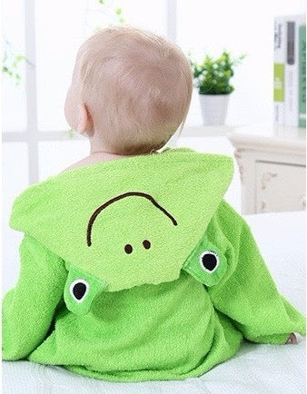 Baby Hooded Animal Cartoon Bathrobe - Green Frog - Just Kidding Store