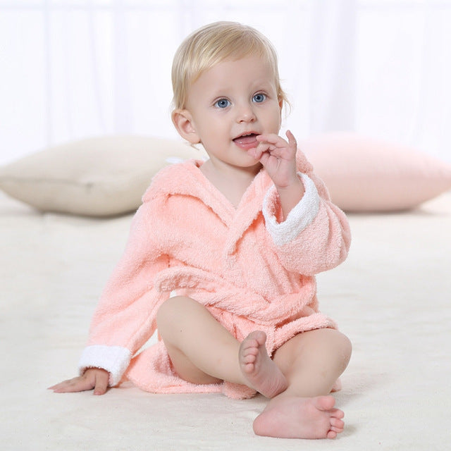 Baby Hooded Animal Cartoon Bathrobe - Pink Shark