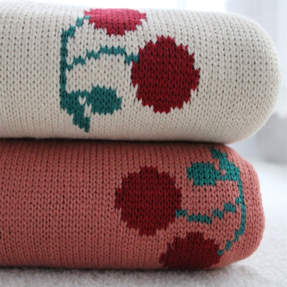 Cherry Cotton Blanket Baby Kids Two Layers Blanket - Just Kidding Store