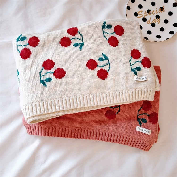 Cherry Cotton Blanket Baby Kids Two Layers Blanket - Just Kidding Store