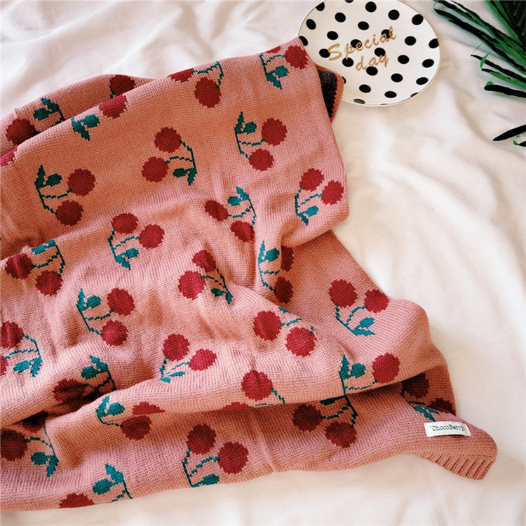 Cherry Cotton Blanket Baby Kids Two Layers Blanket - Just Kidding Store