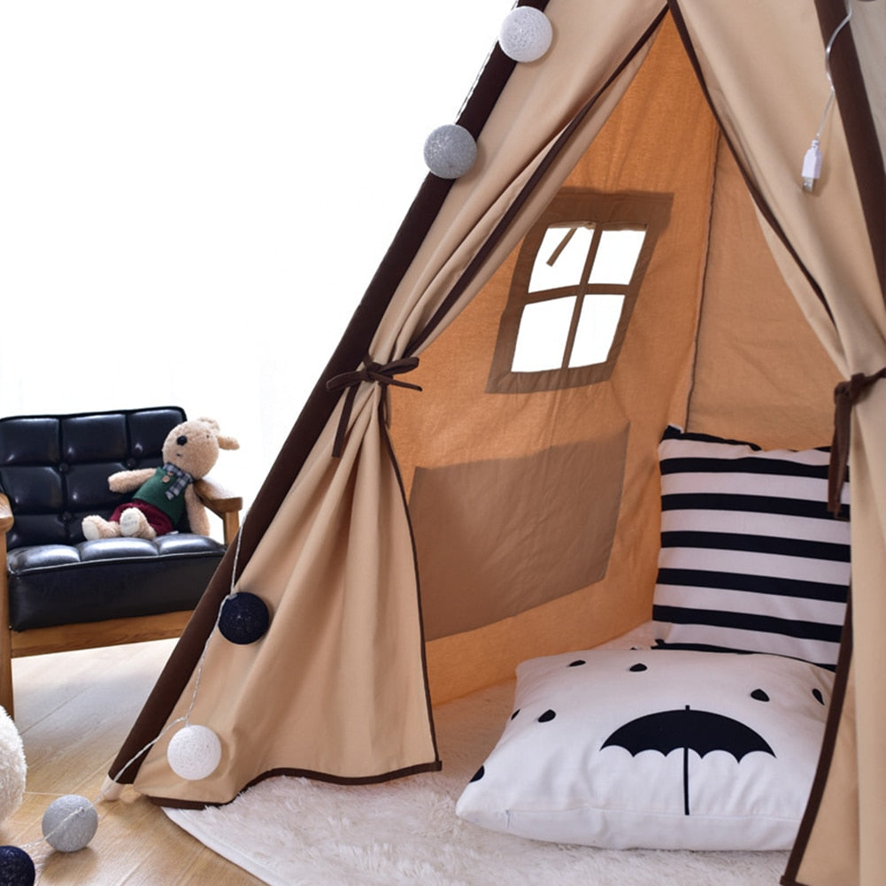 Brown Canvas Teepee Cotton Canvas Kids Play Tent - Just Kidding Store