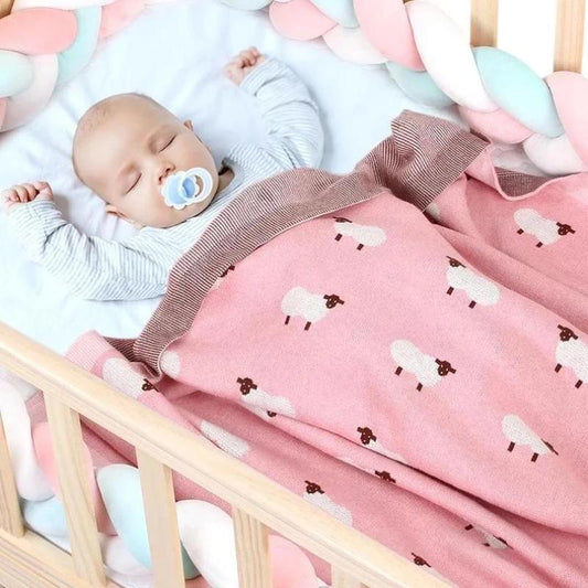 Sheep Baby Kids Cotton Knitted Blanket - Just Kidding Store
