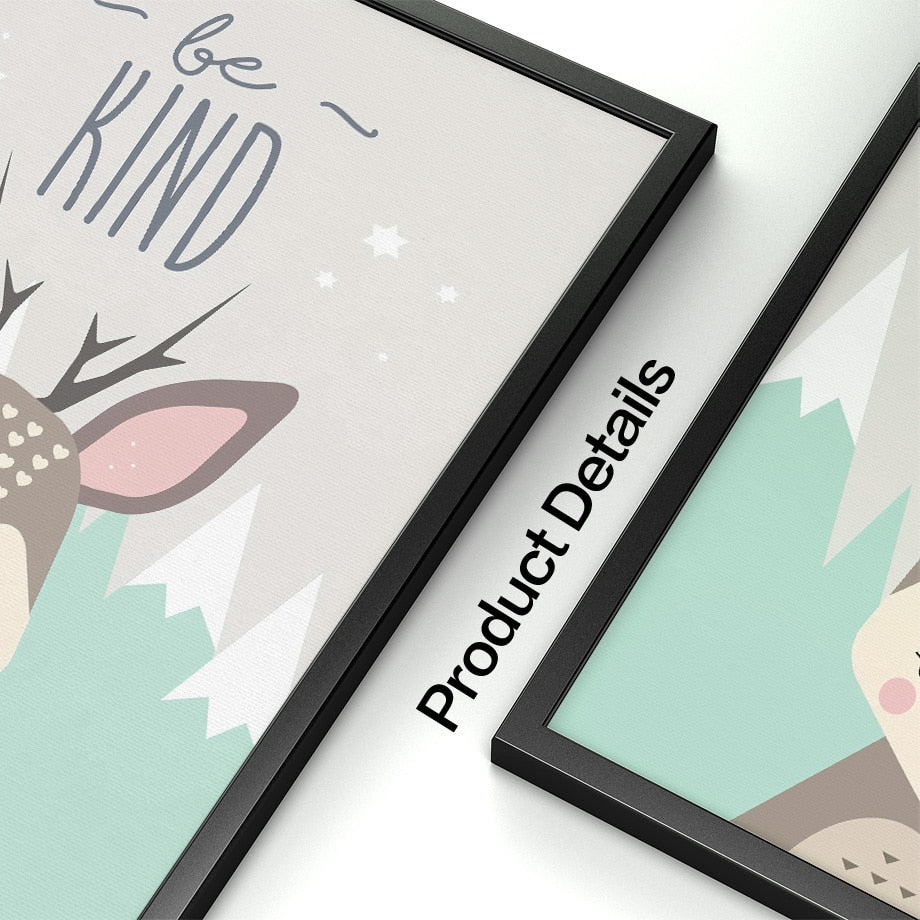 Woodland Animals Wall Art - Rabbit Bear Fox Deer Owl Squirrel - Just Kidding Store