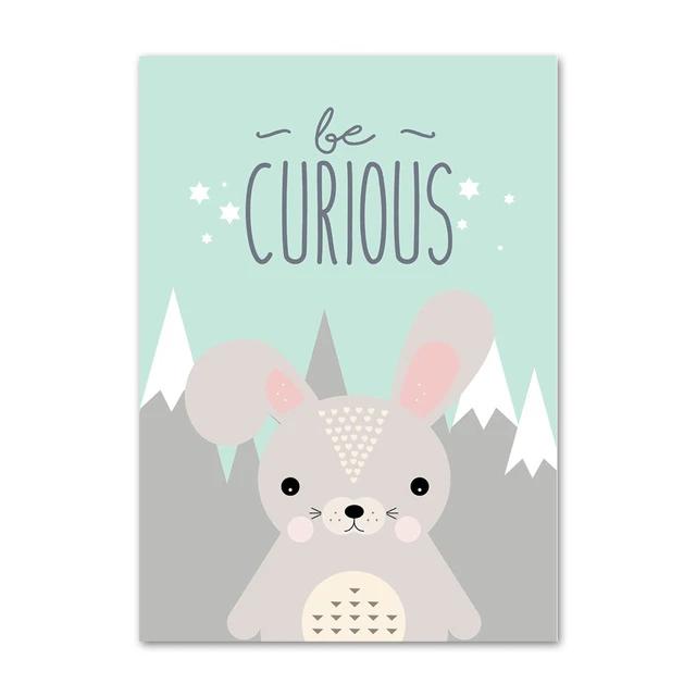 Woodland Animals Wall Art - Rabbit Bear Fox Deer Owl Squirrel - Just Kidding Store