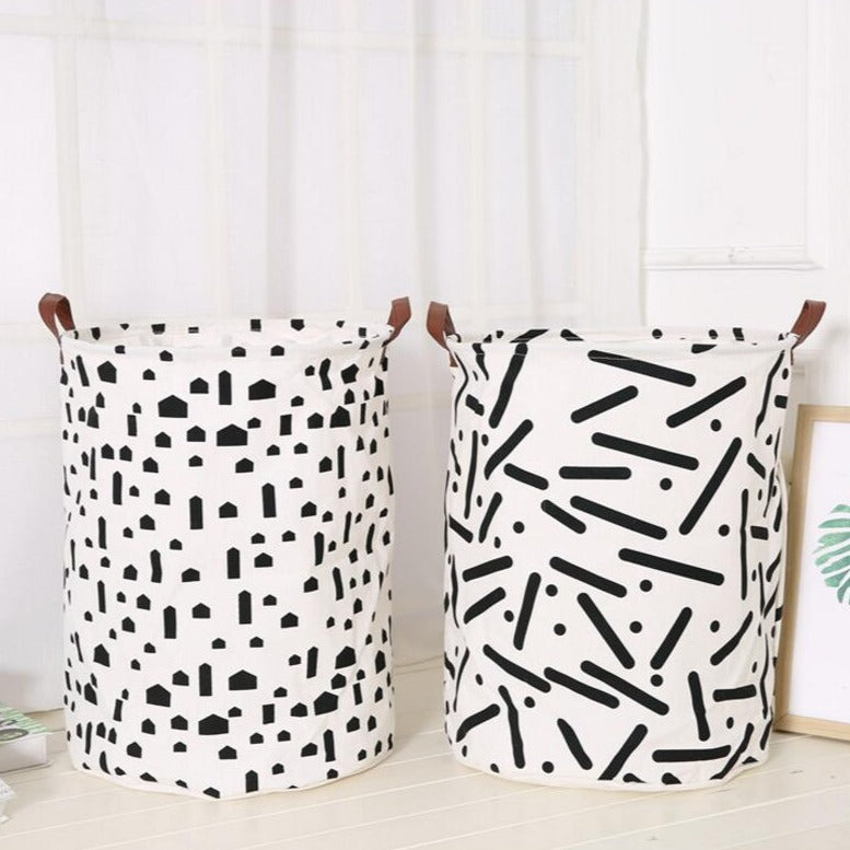 Monochrome Large Toy Storage Hamper Bag - Laundry Basket - Just Kidding Store