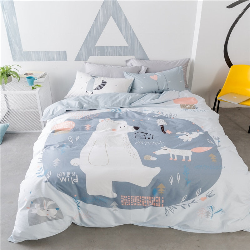 White Bear Bedding Set - Childrens Bedding Set - Just Kidding Store
