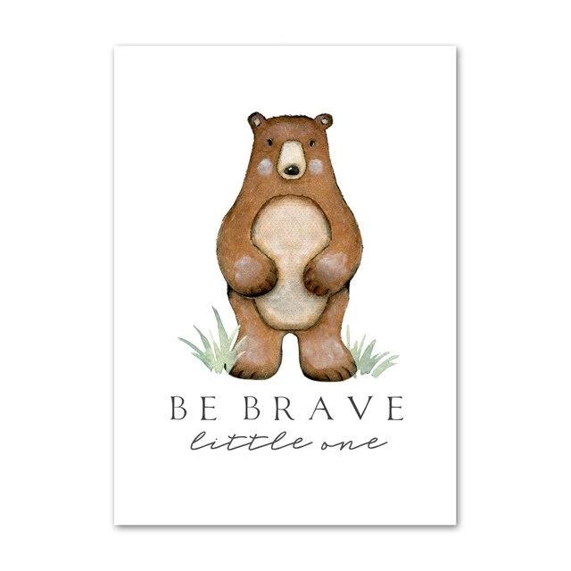 Woodland Animals Wall Art - Bear, Fox, Fawn, Rabbit, Owl, Raccoon - Just Kidding Store
