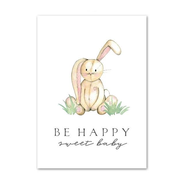 Woodland Animals Wall Art - Bear, Fox, Fawn, Rabbit, Owl, Raccoon - Just Kidding Store