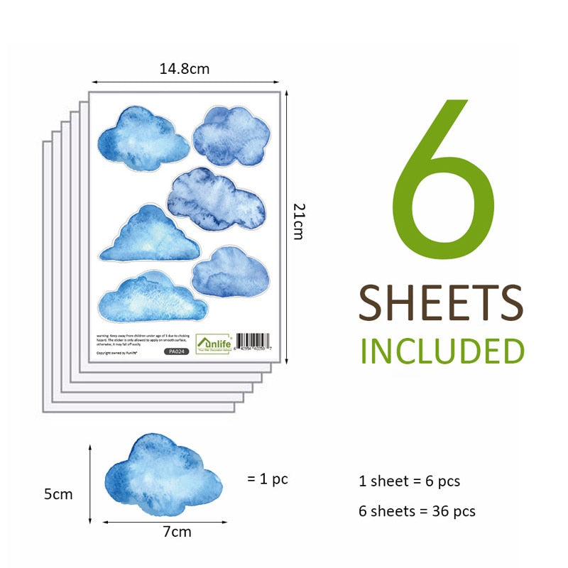 Watercolor Clouds Wall Stickers Kids Wall Decals - Just Kidding Store