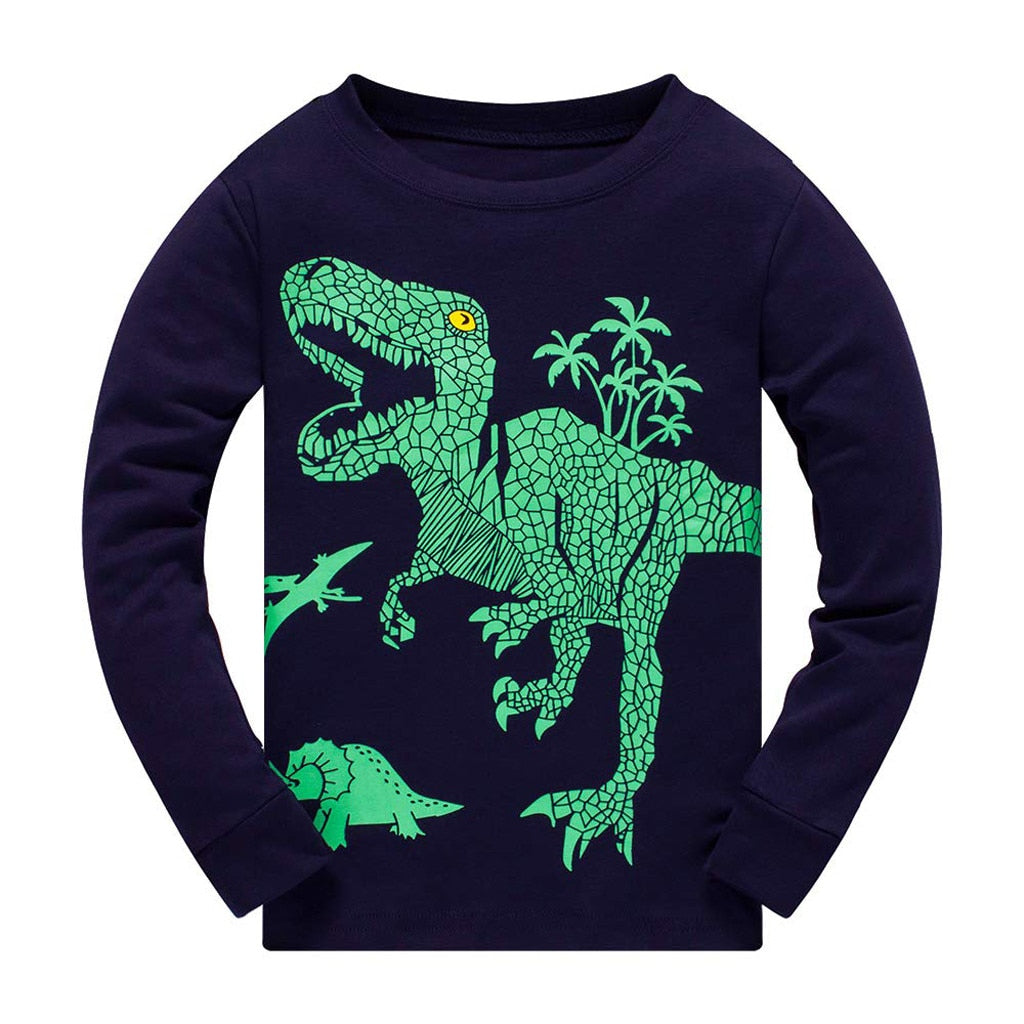 Green Dinosaur Pajamas Set Toddler Kids Sleepwear - Just Kidding Store
