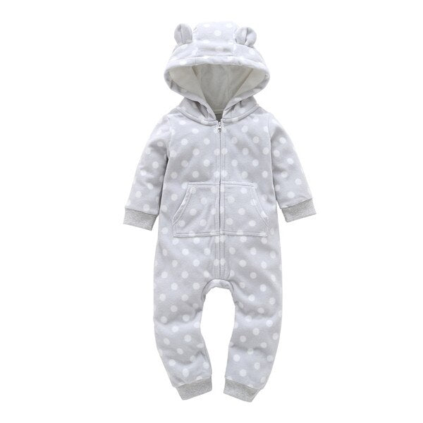 White Dots Romper - Baby KIds Winter Jumpsuit - Just Kidding Store