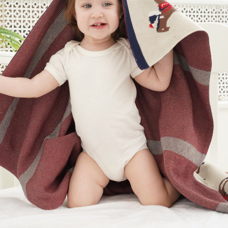 Brown Horse Baby Kids Cotton Knitted Blanket - Just Kidding Store