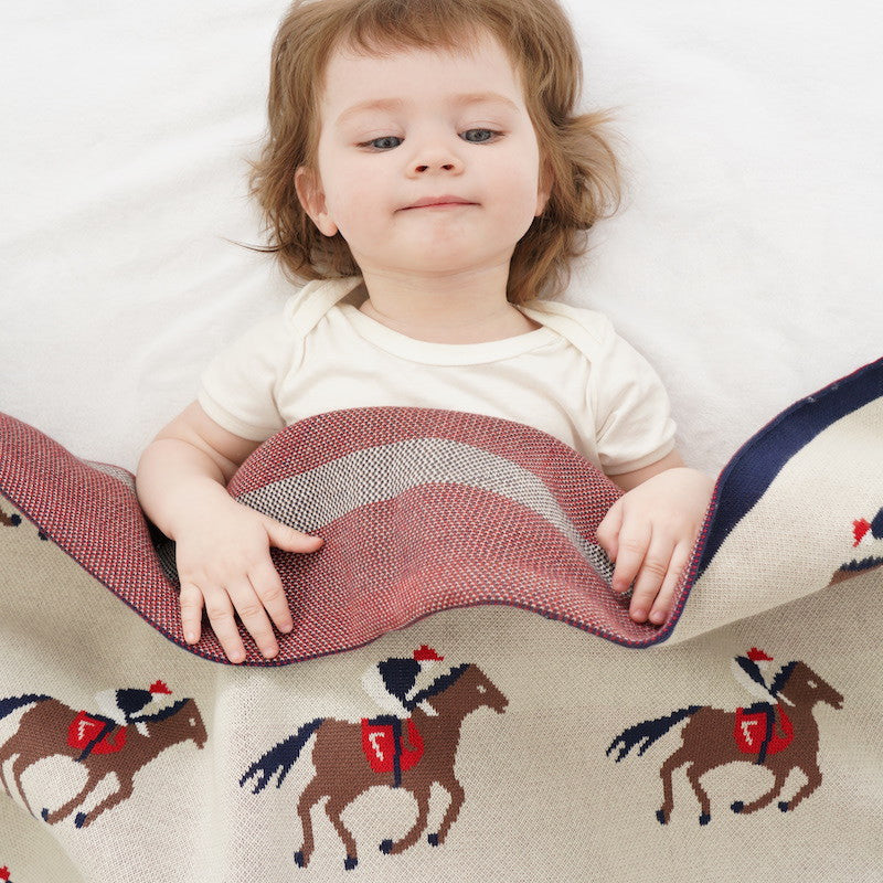 Brown Horse Baby Kids Cotton Knitted Blanket - Just Kidding Store