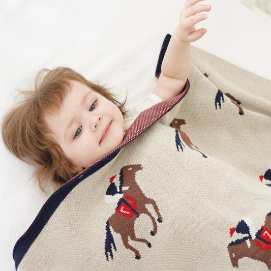 Brown Horse Baby Kids Cotton Knitted Blanket - Just Kidding Store