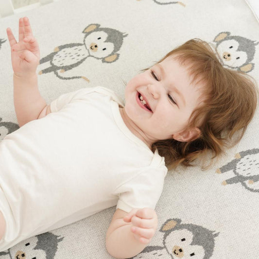 Little Monkey Cotton Baby Kids Knitted Blanket - Just Kidding Store