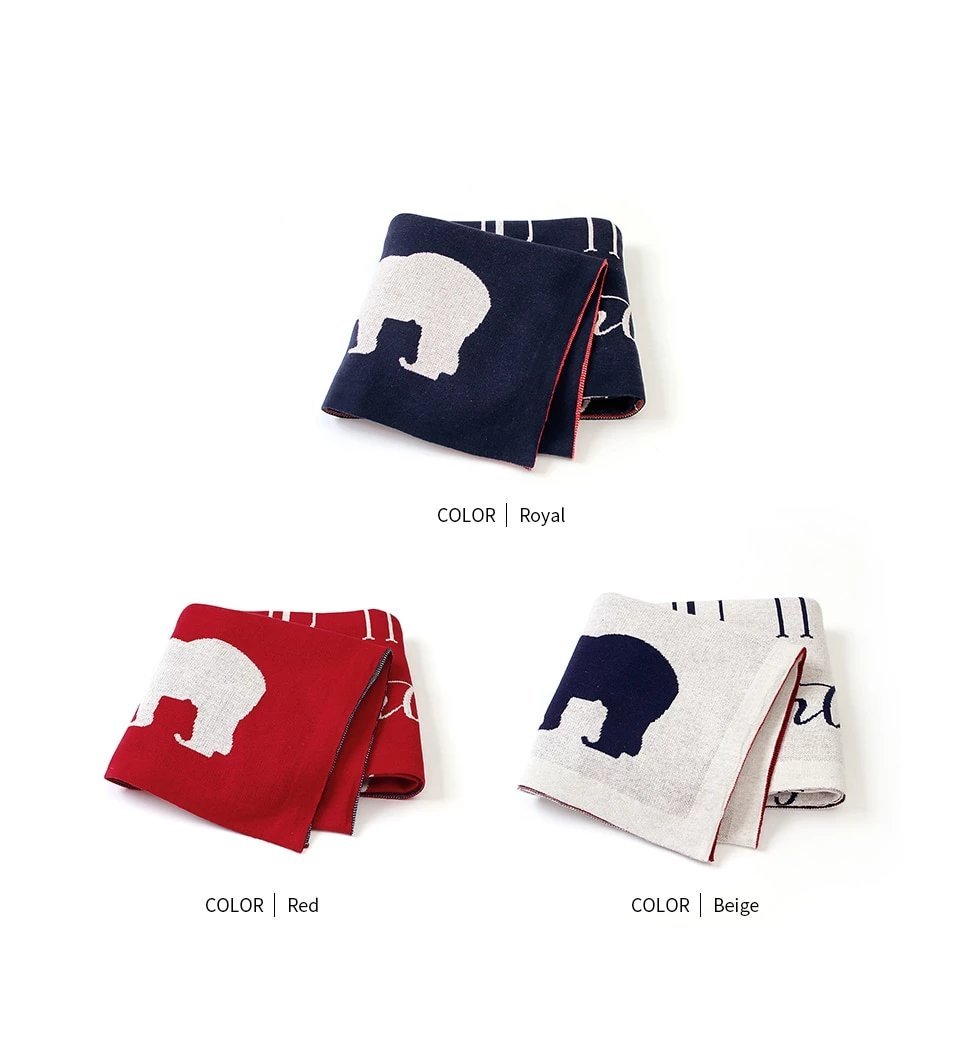 Bear Monthly Milestone Cotton Blanket Navy Red Beige - Just Kidding Store