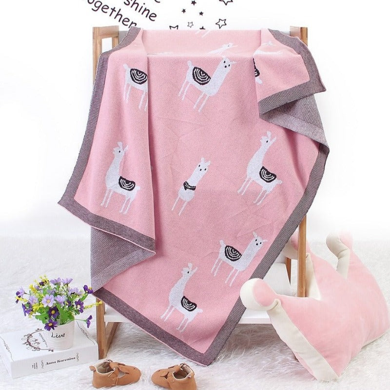 Little Alpaca Baby Kids Cotton Knitted Blanket - Just Kidding Store