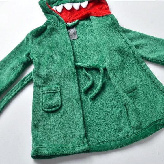 Green Dinosaur Kids Hooded Robe Dino Dressing Gown - Just Kidding Store