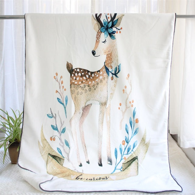 Luxuriously Soft Sherpa Blanket - Deer Bear Hedgehog Fox Unicorn Cactus - Just Kidding Store
