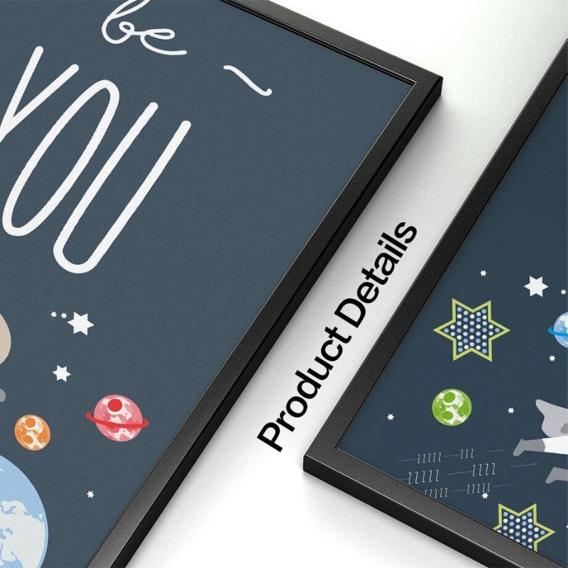 Mini Astronaut Canvas Wall Art Nursery Outer Space Posters - Just Kidding Store