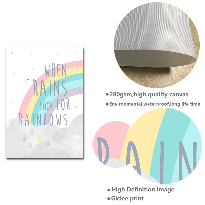 Rainbow Canvas Wall Art - When It Rains Look For Rainbow - When It's Dark Look For Stars - Just Kidding Store