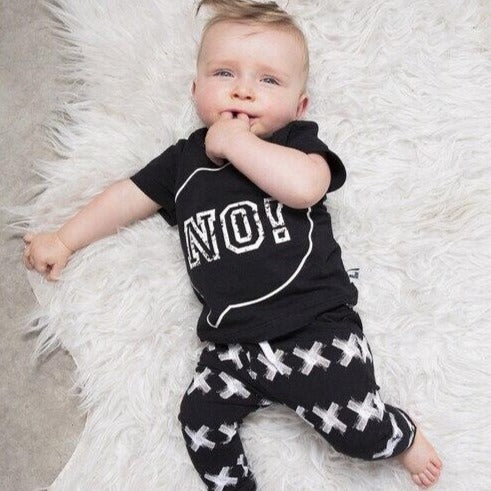 Kids Monochrome No! Pajama Set - Just Kidding Store