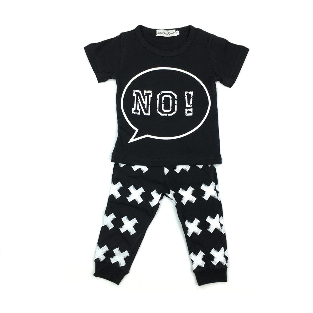Kids Monochrome No! Pajama Set - Just Kidding Store