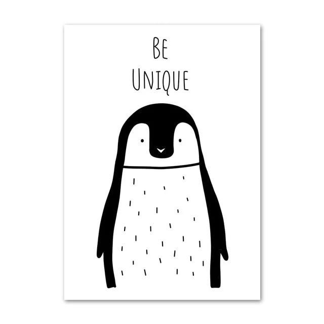 Monochrome Canvas Kids Wall Art Nordic Animal Series - Just Kidding Store