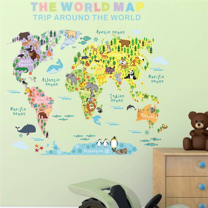 Trip Around The World - Kids World Map Wall Decal - Just Kidding Store