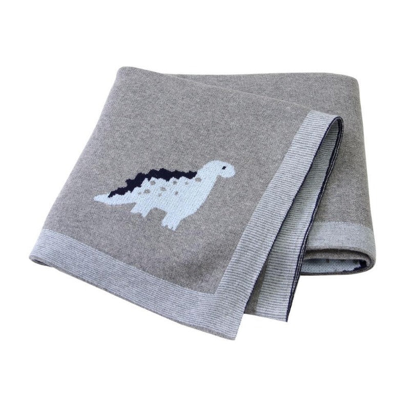 Little Dinosaur Baby Kids Cotton Knitted Blanket - Just Kidding Store