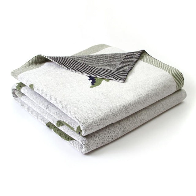 Little Dinosaur Baby Kids Cotton Knitted Blanket - Just Kidding Store