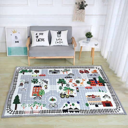 Road Map Oversized Quilted Play Mat Anti Skid Carpet - Just Kidding Store