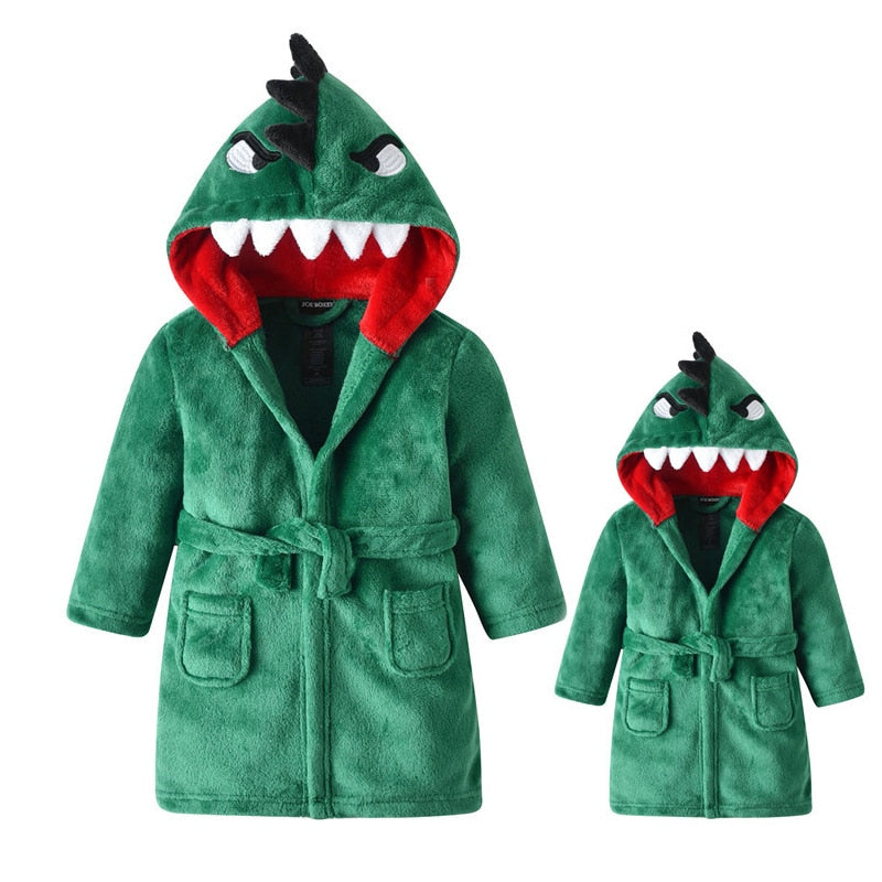 Green Dinosaur Kids Hooded Robe Dino Dressing Gown - Just Kidding Store