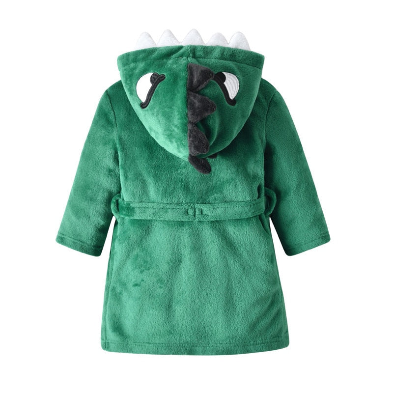 Green Dinosaur Kids Hooded Robe Dino Dressing Gown - Just Kidding Store