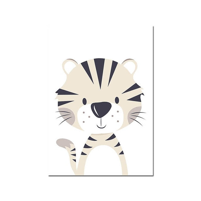 Safari Animals Canvas Art - Zebra, Elephant, Lion, Hippo, Giraffe, Tiger - Just Kidding Store