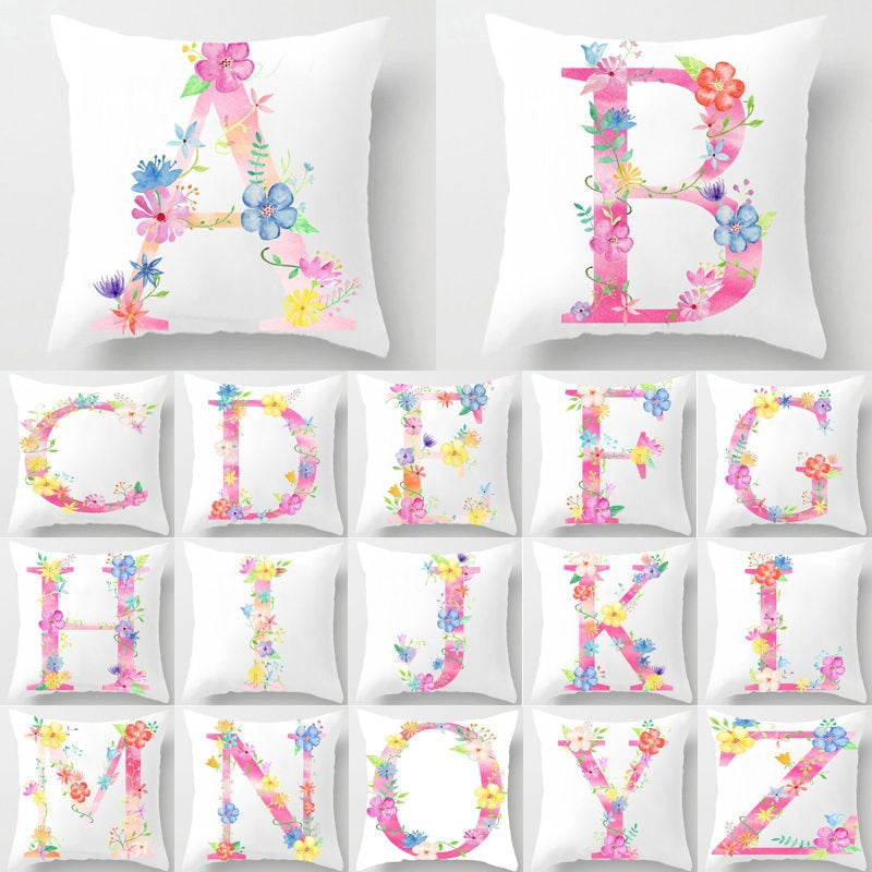 Flower Alphabet Letter Cushion Cover - Just Kidding Store