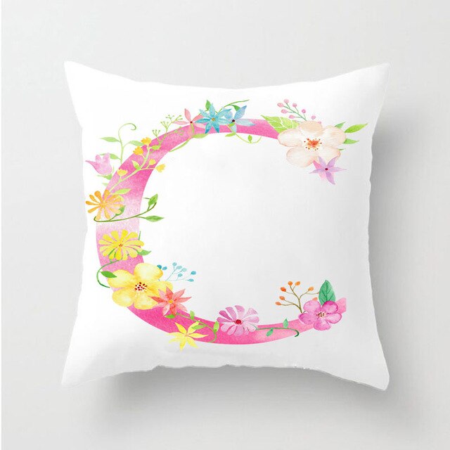 Flower Alphabet Letter Cushion Cover - Just Kidding Store