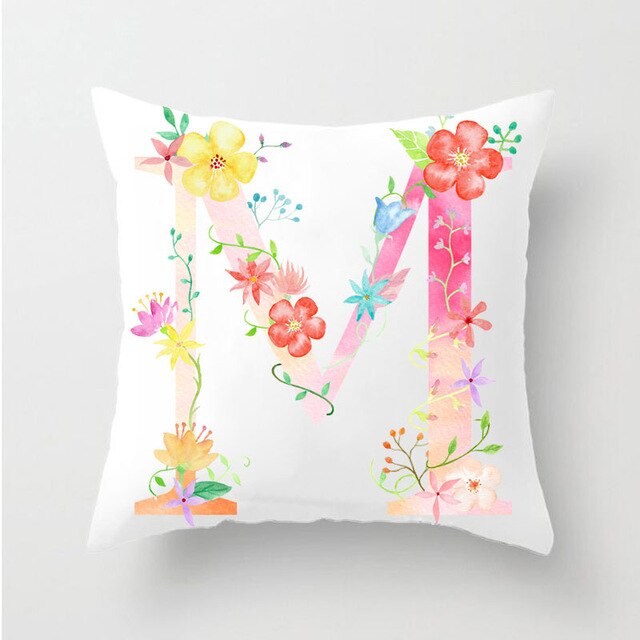 Flower Alphabet Letter Cushion Cover - Just Kidding Store