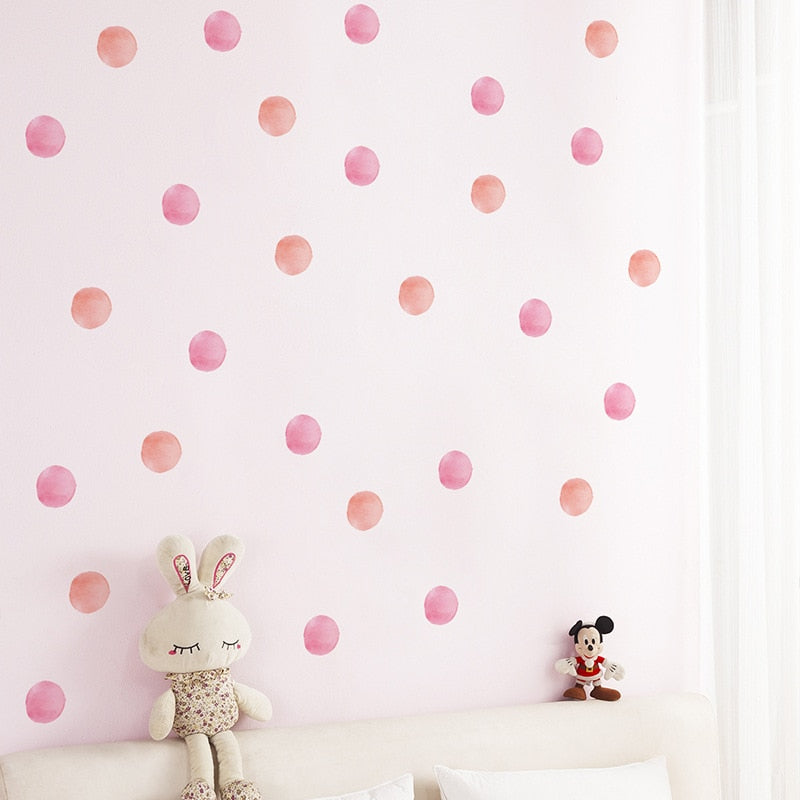 Watercolor Dot Wall Decal - Wall Stickers Green, Violet, Pink/Peach - Just Kidding Store