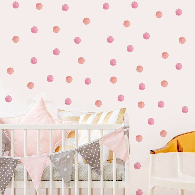 Watercolor Dot Wall Decal - Wall Stickers Green, Violet, Pink/Peach - Just Kidding Store