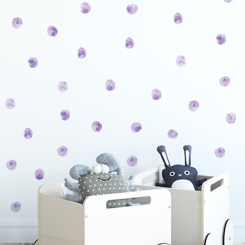 Watercolor Dot Wall Decal - Wall Stickers Green, Violet, Pink/Peach - Just Kidding Store