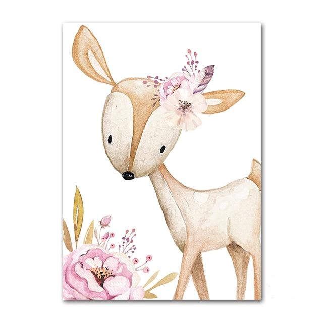 Woodland Animals Canvas Art Nursery Custom Name Wall Posters - Just Kidding Store