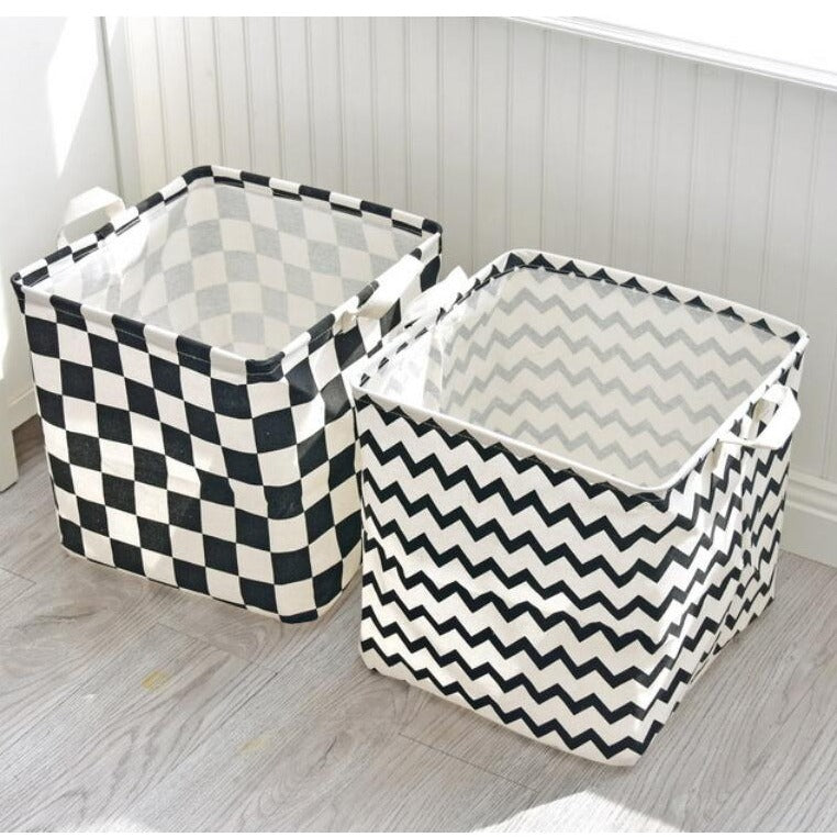 Monochrome Cube Canvas Basket - Toy Storage Box - Just Kidding Store