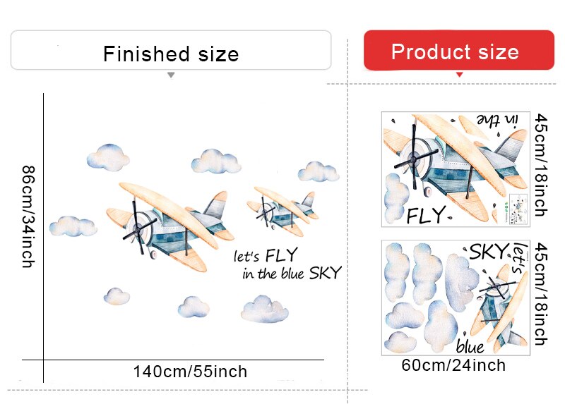 Fly In The Sky Wall Decals Planes And Clouds Vinyl -Just Kidding Store